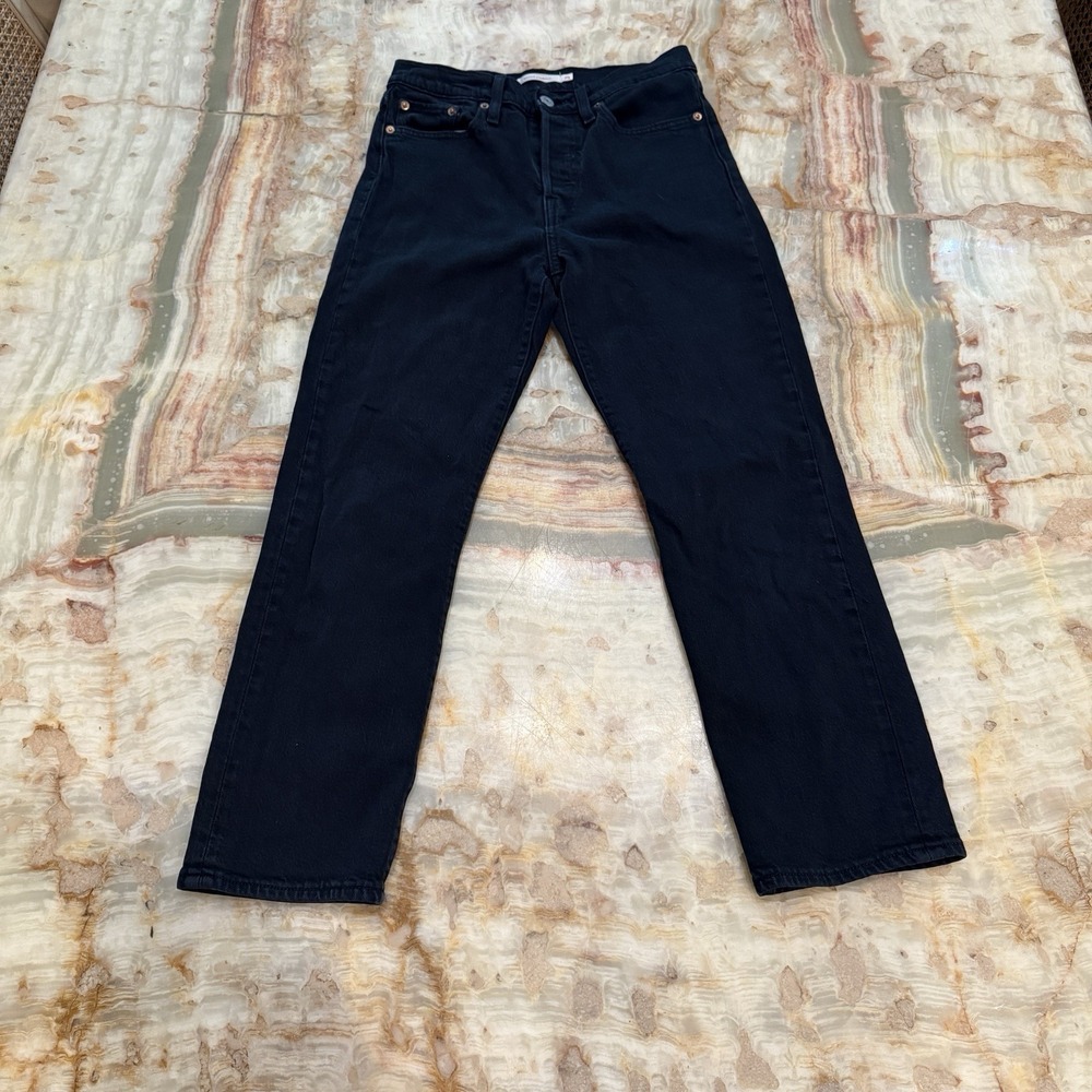 Levi's Wedgie Straight Jeans Womens 25 Black High Rise Denim Pants